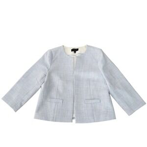 Talbots Pale Blue Collarless Open-Front Blazer
